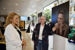 No FEE PICTURES
7/11/22 Photographer Jennifer Willis with Denise McMarrow, Dublin Learning City, at the Seen To Be Heard photography exhibition to highlight the perception of secondary breast cancer, at the launch of Dublin City Council's Inclusion and Integration Week 2022, which was opened by Lord Mayor Caroline Conroy in Civic Offices on Wood Quay. Picture: Arthur Carron